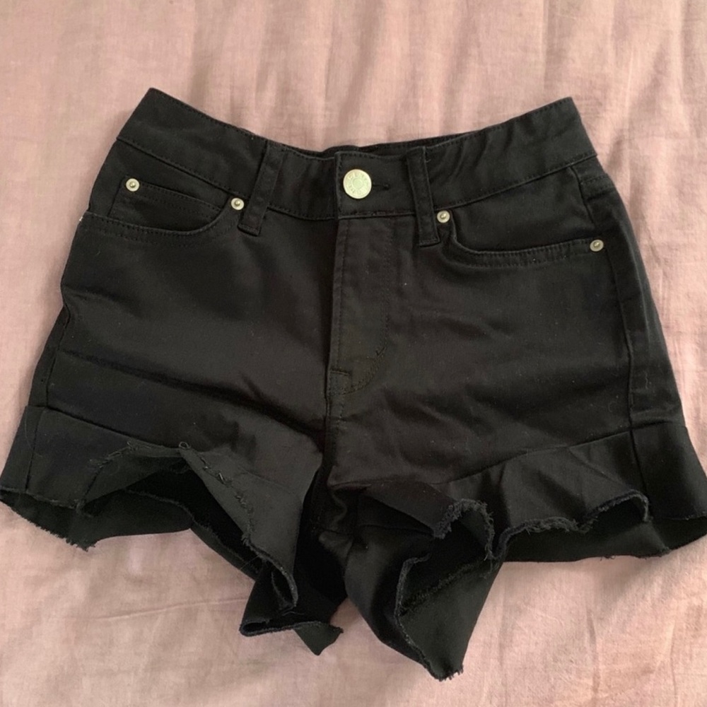 UO Black Flare Hem Shorts